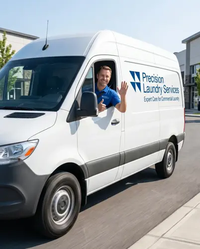 Precision Laundry Services van driver